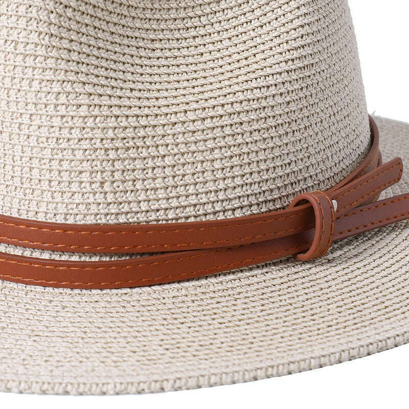 56-58-60CM Panama Hats Women Summer Wide Brim Sun Hat Beach Hat Men Fashion Straw Hat UPF UV Protection Fedoras Cap for Travel - KIMLUD
