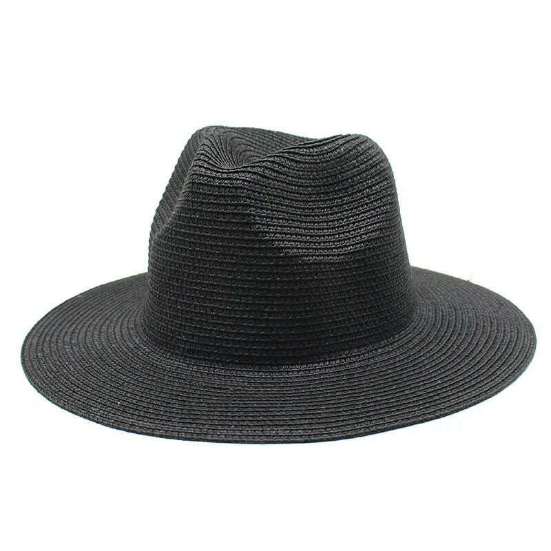 56-58-60CM Panama Hats Women Summer Wide Brim Sun Hat Beach Hat Men Fashion Straw Hat UPF UV Protection Fedoras Cap for Travel - KIMLUD