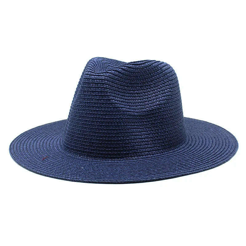 56-58-60CM Panama Hats Women Summer Wide Brim Sun Hat Beach Hat Men Fashion Straw Hat UPF UV Protection Fedoras Cap for Travel - KIMLUD