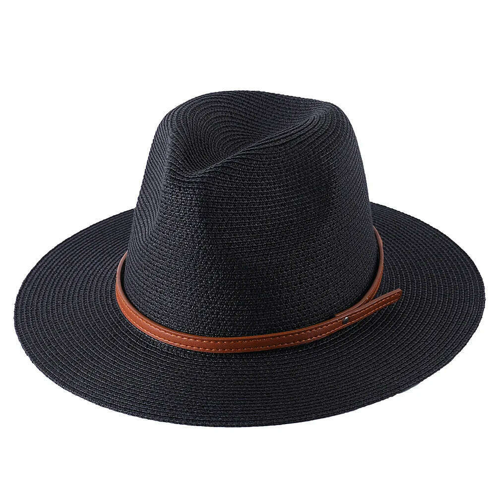 56-58-60CM Panama Hats Women Summer Wide Brim Sun Hat Beach Hat Men Fashion Straw Hat UPF UV Protection Fedoras Cap for Travel - KIMLUD