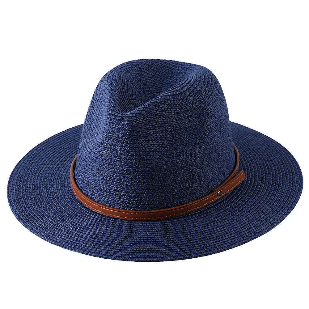 56-58-60CM Panama Hats Women Summer Wide Brim Sun Hat Beach Hat Men Fashion Straw Hat UPF UV Protection Fedoras Cap for Travel - KIMLUD
