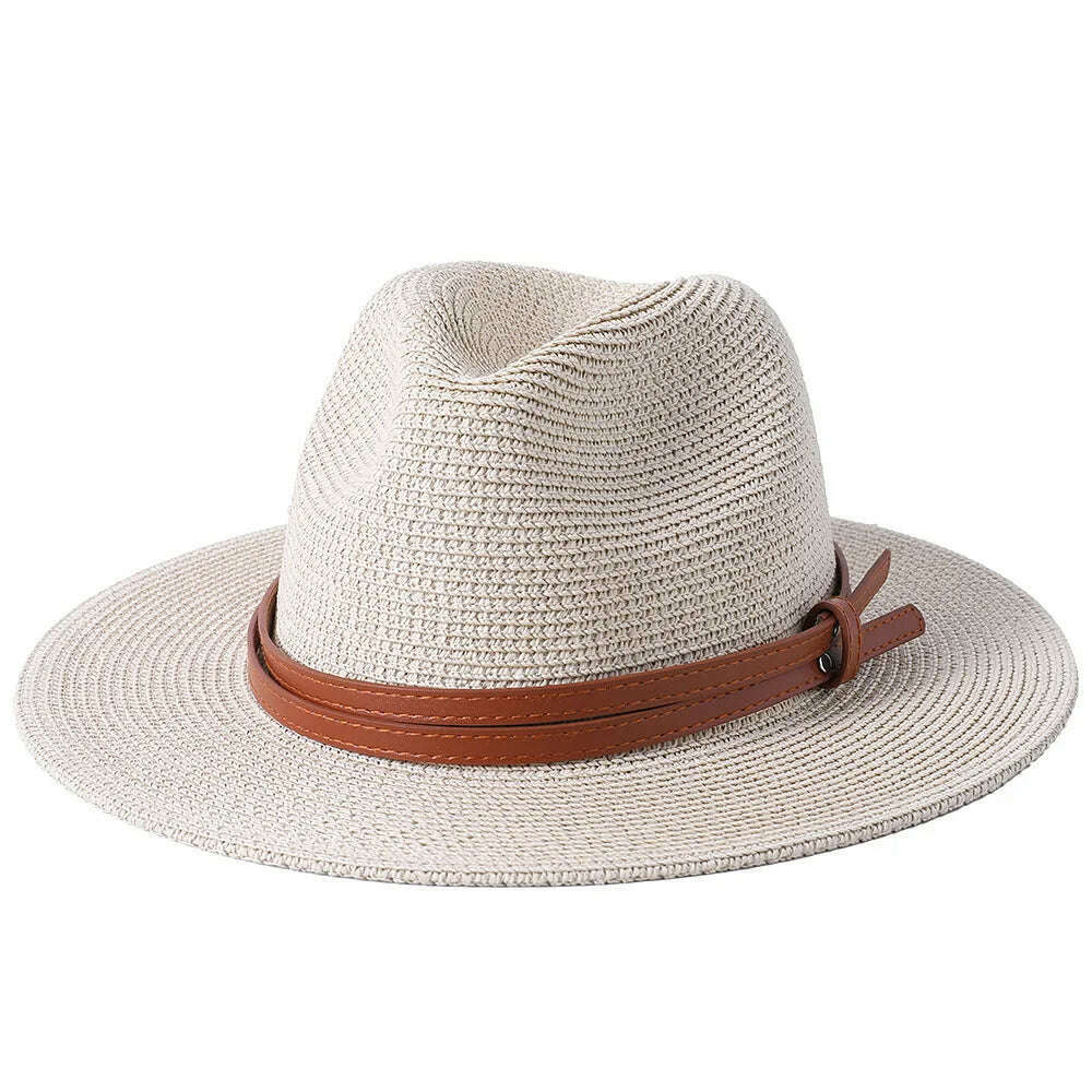 56-58-60CM Panama Hats Women Summer Wide Brim Sun Hat Beach Hat Men Fashion Straw Hat UPF UV Protection Fedoras Cap for Travel - KIMLUD