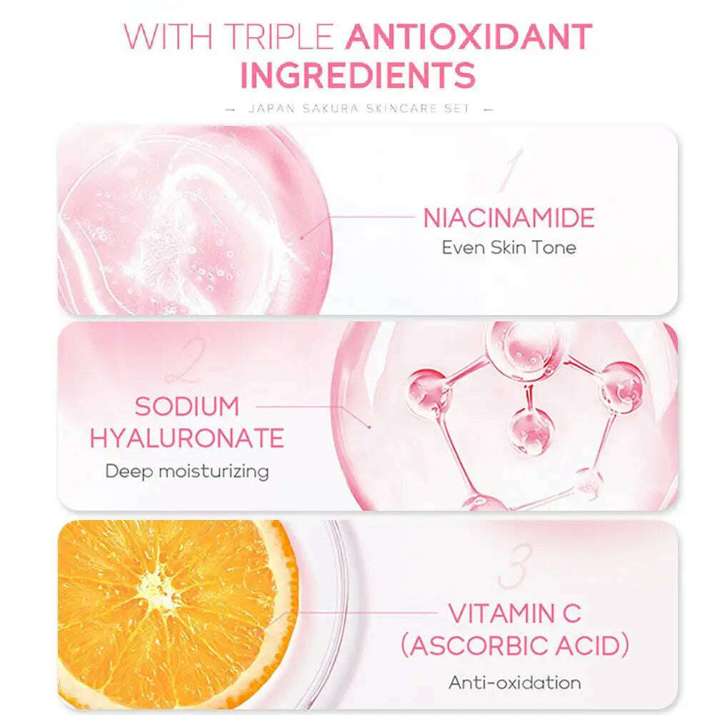 KIMLUD, 5/6pcs Sakura Skin Care Sets Face Cream Serum Toner Facial Cleanser Sunscreen Eye Cream Face Skin Care Products, KIMLUD Womens Clothes