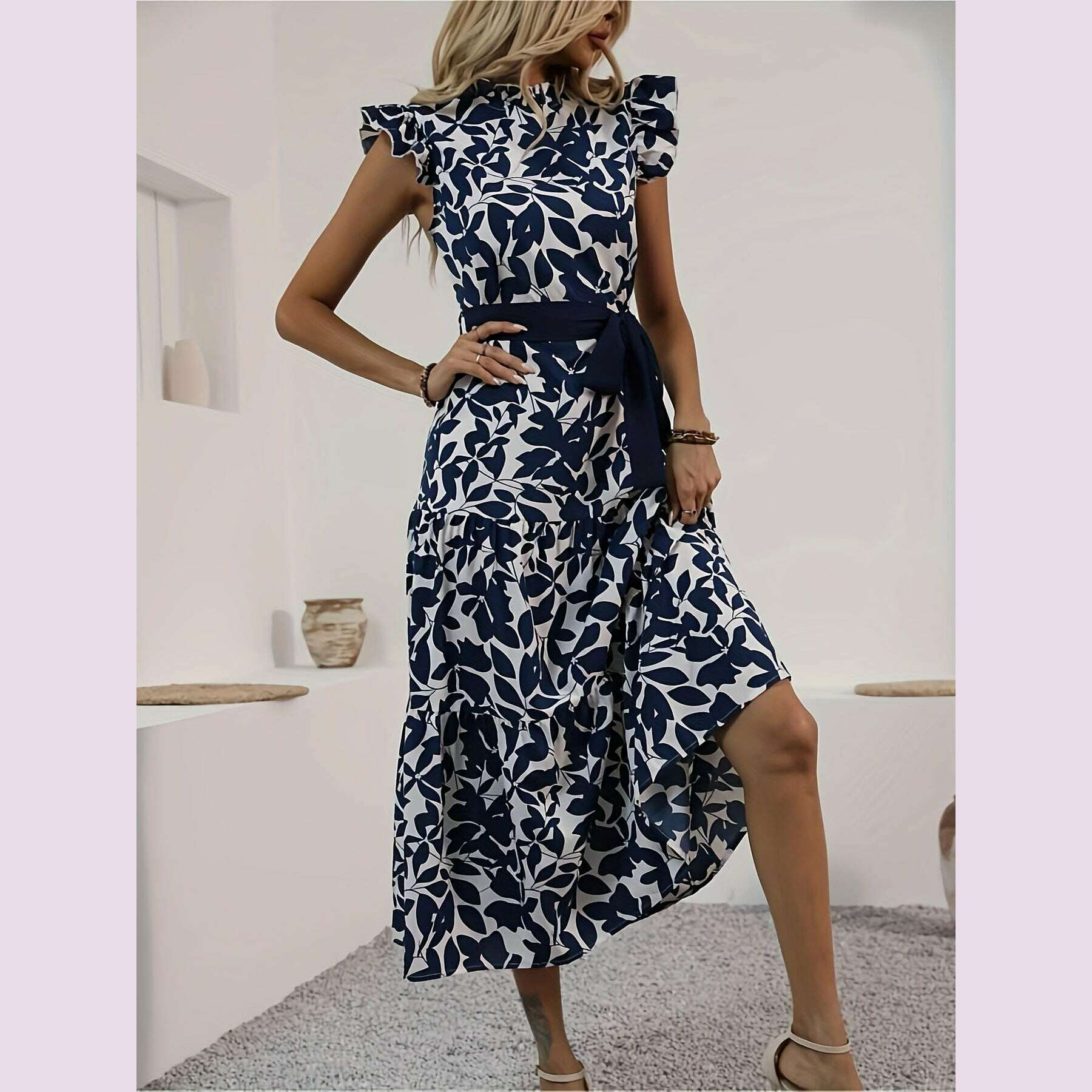 stunning-floral-print-fit-and-flare-dress---elegant-contrast-collar-belted-waist-polyester-material-random-printing-middle-east-style-perfect-for-summer---womens-clothing-for-adultkimlud-womens-fashion-34625609