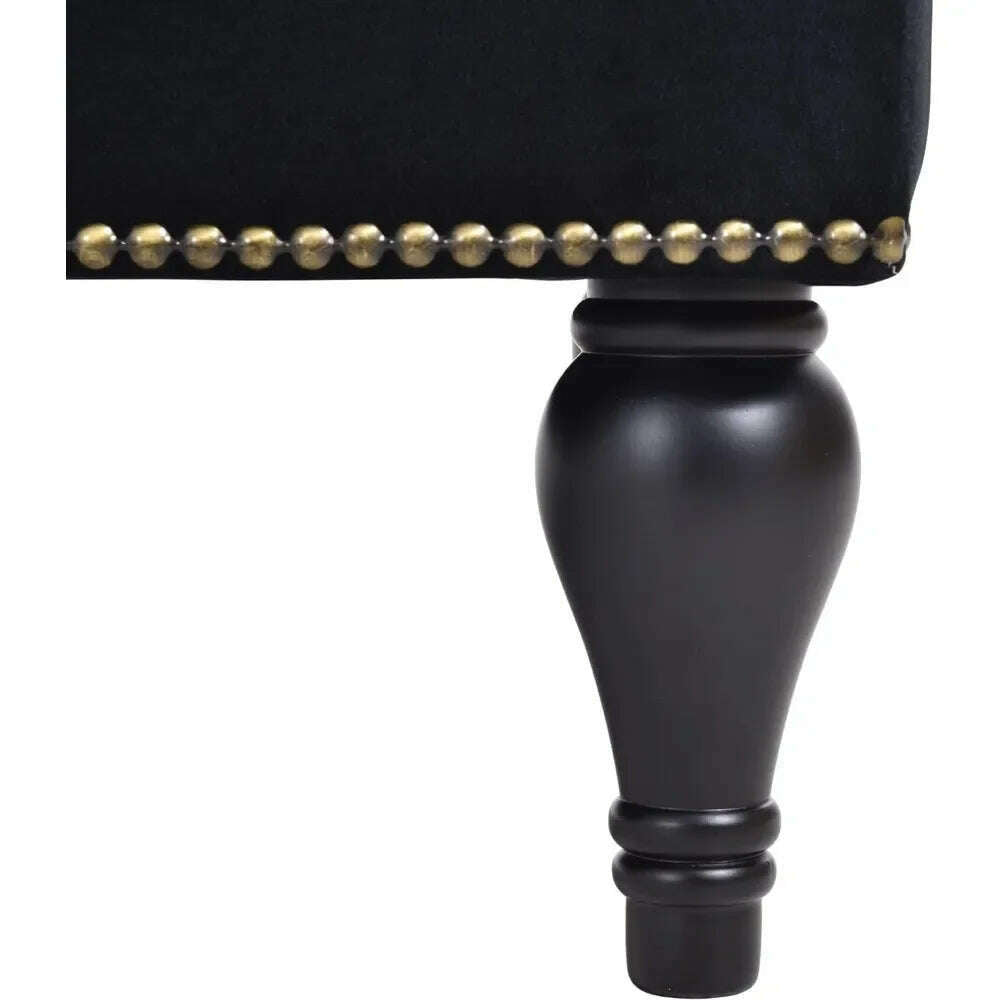 58" Velvet Chaise,Button Tufted Arm Facing Chair with Solid Wood Legs for Living Room or Office,Sleeper Lounge Sofa,Black - KIMLUD