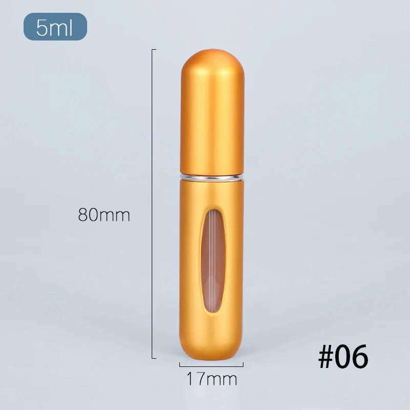 KIMLUD, 5ml Multi Color Aluminum Mini Perfume Bottle with Spray Pump Portable Empty Refillable Atomizer Bottle for Travel Essential, 104-06, KIMLUD APPAREL - Womens Clothes