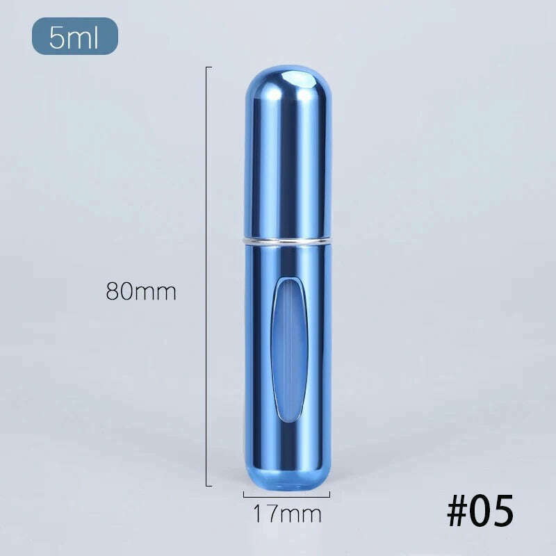 KIMLUD, 5ml Multi Color Aluminum Mini Perfume Bottle with Spray Pump Portable Empty Refillable Atomizer Bottle for Travel Essential, 104-05, KIMLUD APPAREL - Womens Clothes