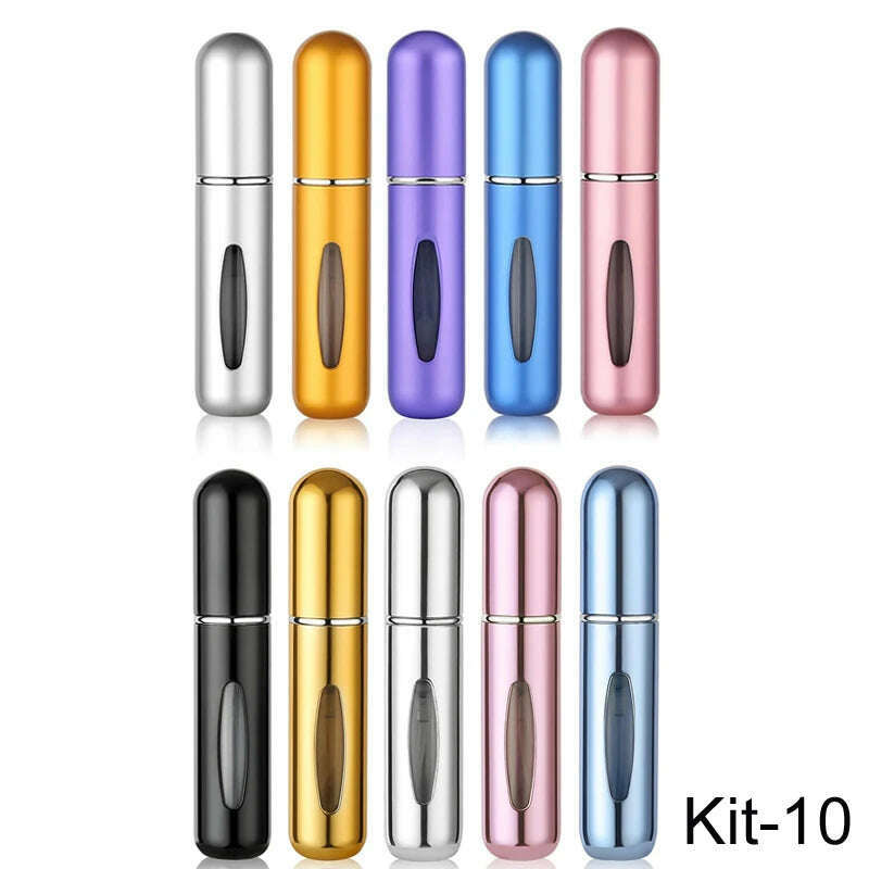KIMLUD, 5ml Multi Color Aluminum Mini Perfume Bottle with Spray Pump Portable Empty Refillable Atomizer Bottle for Travel Essential, KIMLUD Womens Clothes
