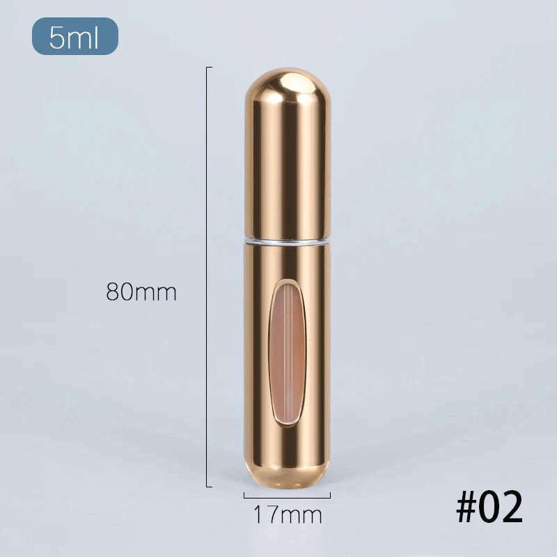 KIMLUD, 5ml Multi Color Aluminum Mini Perfume Bottle with Spray Pump Portable Empty Refillable Atomizer Bottle for Travel Essential, 104-02, KIMLUD APPAREL - Womens Clothes