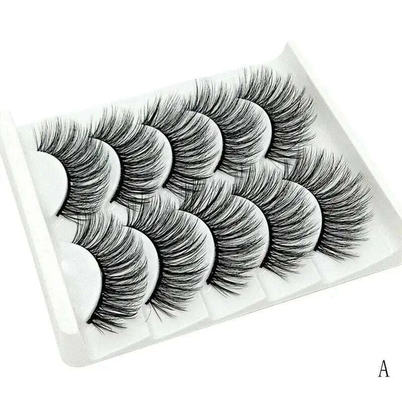 KIMLUD, 5Pair Mink Hair False Eyelashes Natural Cross False Eyelashes Long Messy Makeup Fake Eye Lashes Extension Make Up Beauty Tools, KIMLUD Womens Clothes