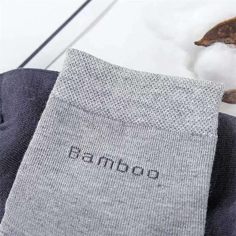 5Pairs/Men's Bamboo Fiber Socks Business Black Mid-tube Socks Deodorant Absorbent Breathable Spring Summer Bamboo Socks for Men - KIMLUD