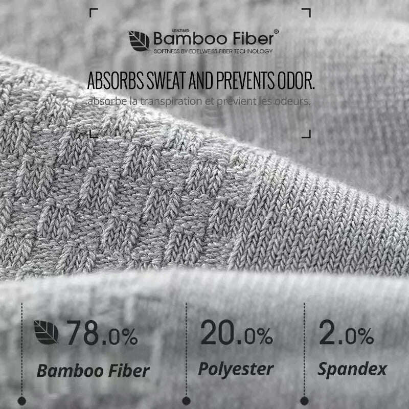 KIMLUD, 5pairs/Men's High Quality Bamboo Fiber Socks Men's Sweat Absorbent Breathable Medium Tube Socks Business Casual Large Size 38-45, KIMLUD Womens Clothes