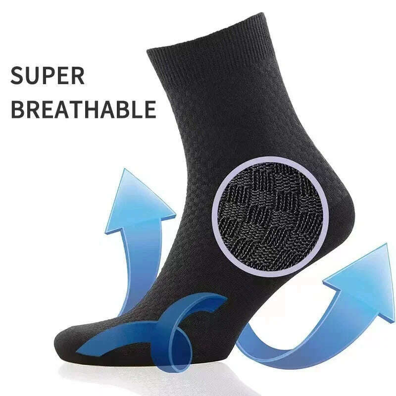 KIMLUD, 5pairs/Men's High Quality Bamboo Fiber Socks Men's Sweat Absorbent Breathable Medium Tube Socks Business Casual Large Size 38-45, KIMLUD Womens Clothes