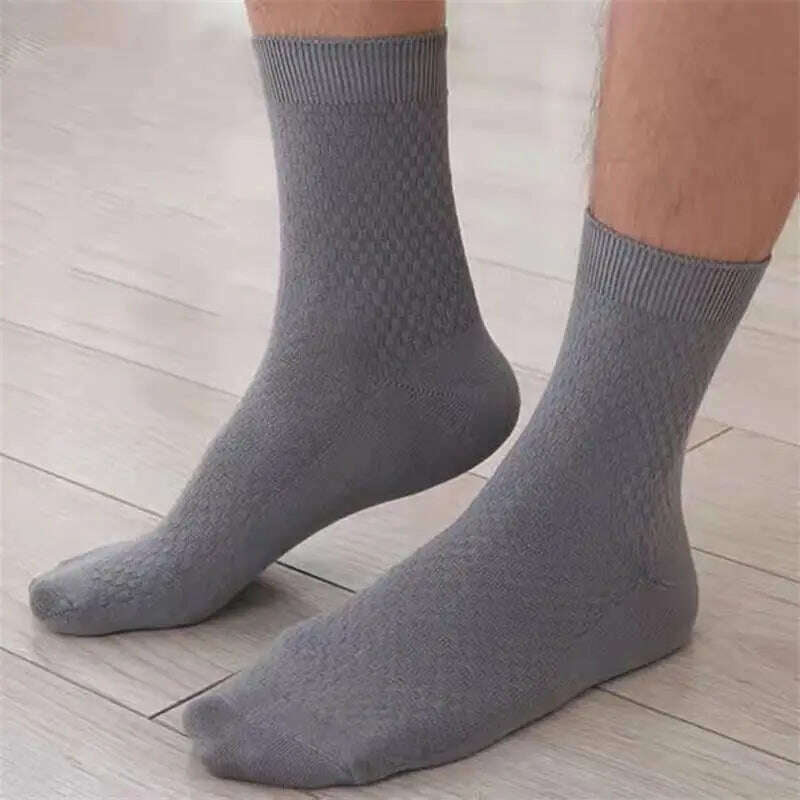 KIMLUD, 5pairs/Men's High Quality Bamboo Fiber Socks Men's Sweat Absorbent Breathable Medium Tube Socks Business Casual Large Size 38-45, KIMLUD Womens Clothes