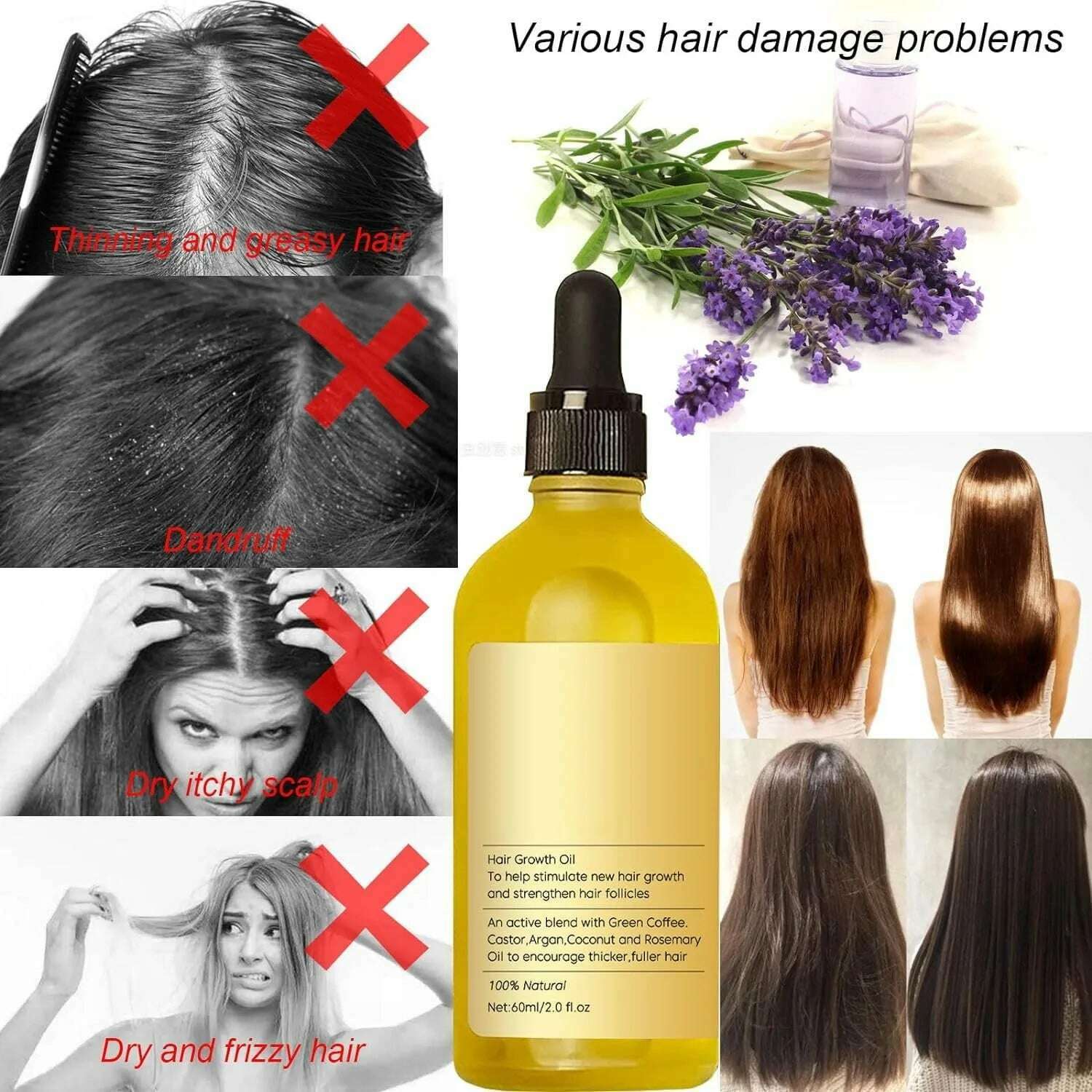 60ml Improve Frizz Nourishing Hair Care Oil Repair Oil,Thrive Hair Growth Oil Healthy Gifts For Women Girls Party Supplies - KIMLUD