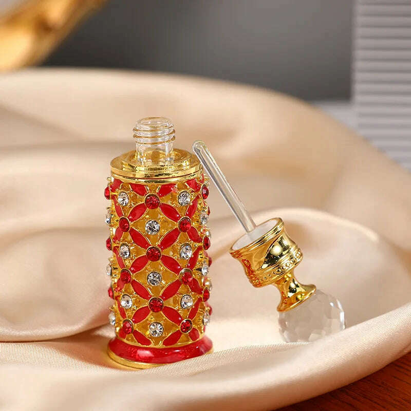 60X 12ml Enamel Color Craft Arabic Essential Oil Bottles Dubai Style Glass Perfume Bottles Retro Luxury Dropper Bottle Container - KIMLUD