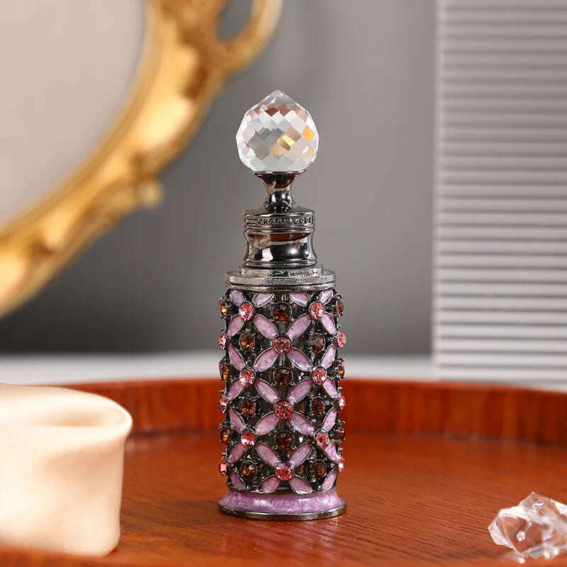 60X 12ml Enamel Color Craft Arabic Essential Oil Bottles Dubai Style Glass Perfume Bottles Retro Luxury Dropper Bottle Container - KIMLUD