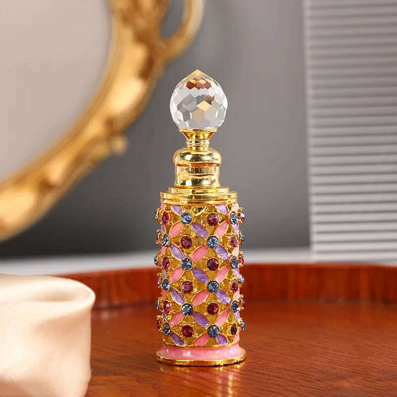 60X 12ml Enamel Color Craft Arabic Essential Oil Bottles Dubai Style Glass Perfume Bottles Retro Luxury Dropper Bottle Container - KIMLUD