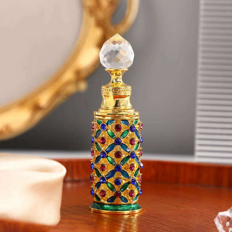 60X 12ml Enamel Color Craft Arabic Essential Oil Bottles Dubai Style Glass Perfume Bottles Retro Luxury Dropper Bottle Container - KIMLUD
