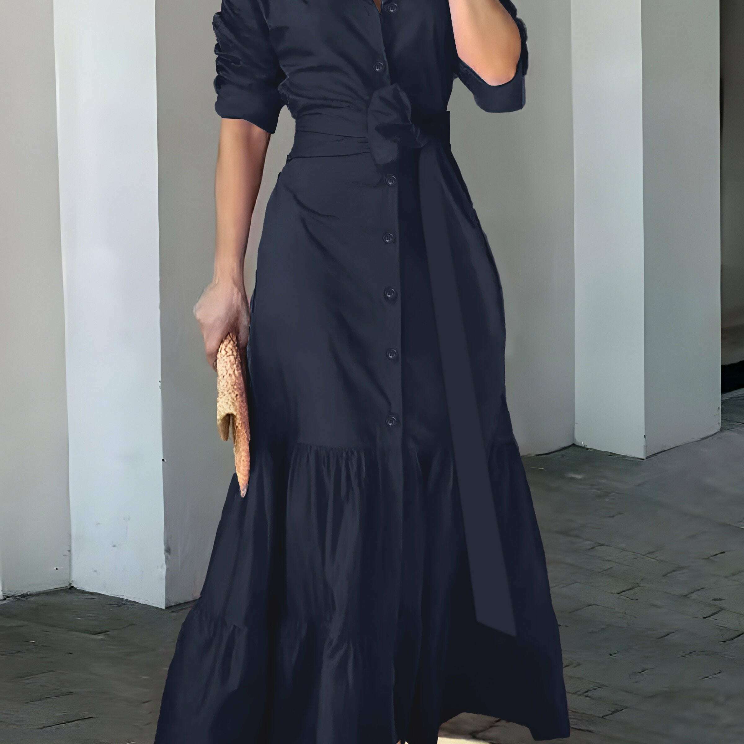 stunning-ruffled-maxi-dress---solid-button-front-belted-waist-elegant-ruched-sleeve-flowy-design-womens-clothing-for-special-occasionskimlud-womens-fashion-34625589
