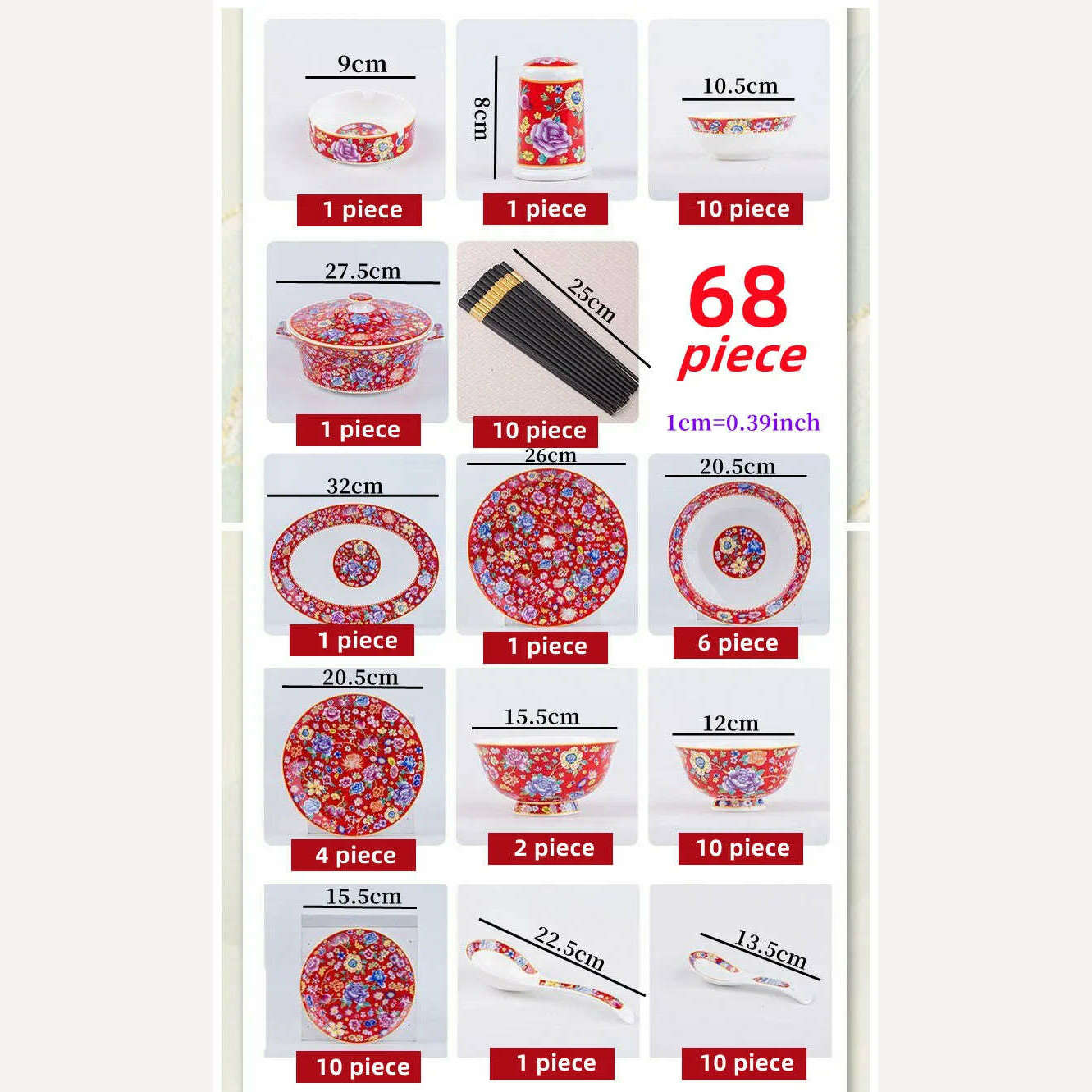 KIMLUD, 68 piece Chinese High-end Bone China Dinner Set Plates Set Luxury Tableware Sets Food Bowl Sushi Dishes Chopsticks Set Spoons, tableware set 3 / CHINA, KIMLUD Womens Clothes