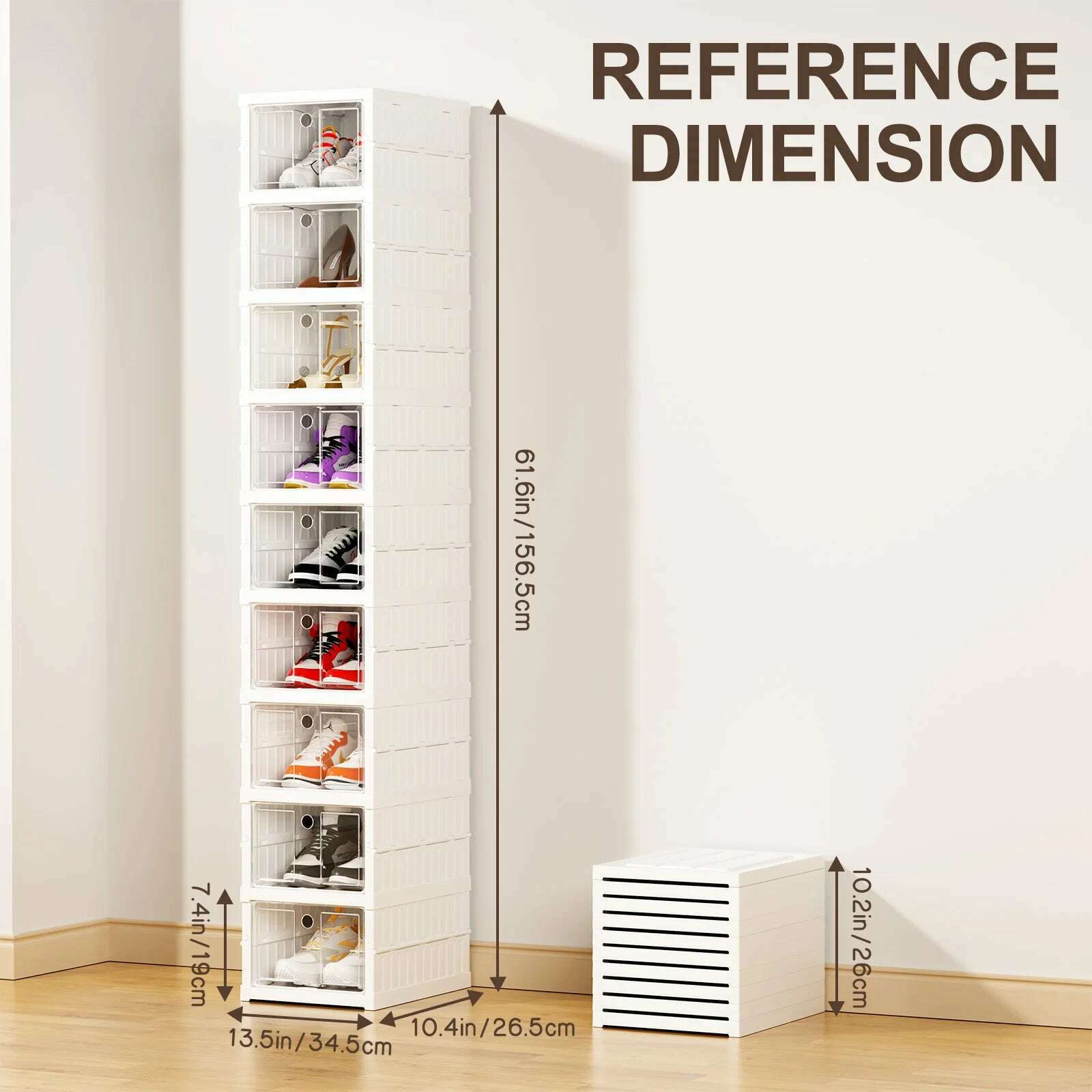 6/9 Layers Shoes Box Foldable Transparent Sneaker Shoe Storage Organizers Box Stackable Dustproof High-top Cabinet Shoe Rack She - KIMLUD