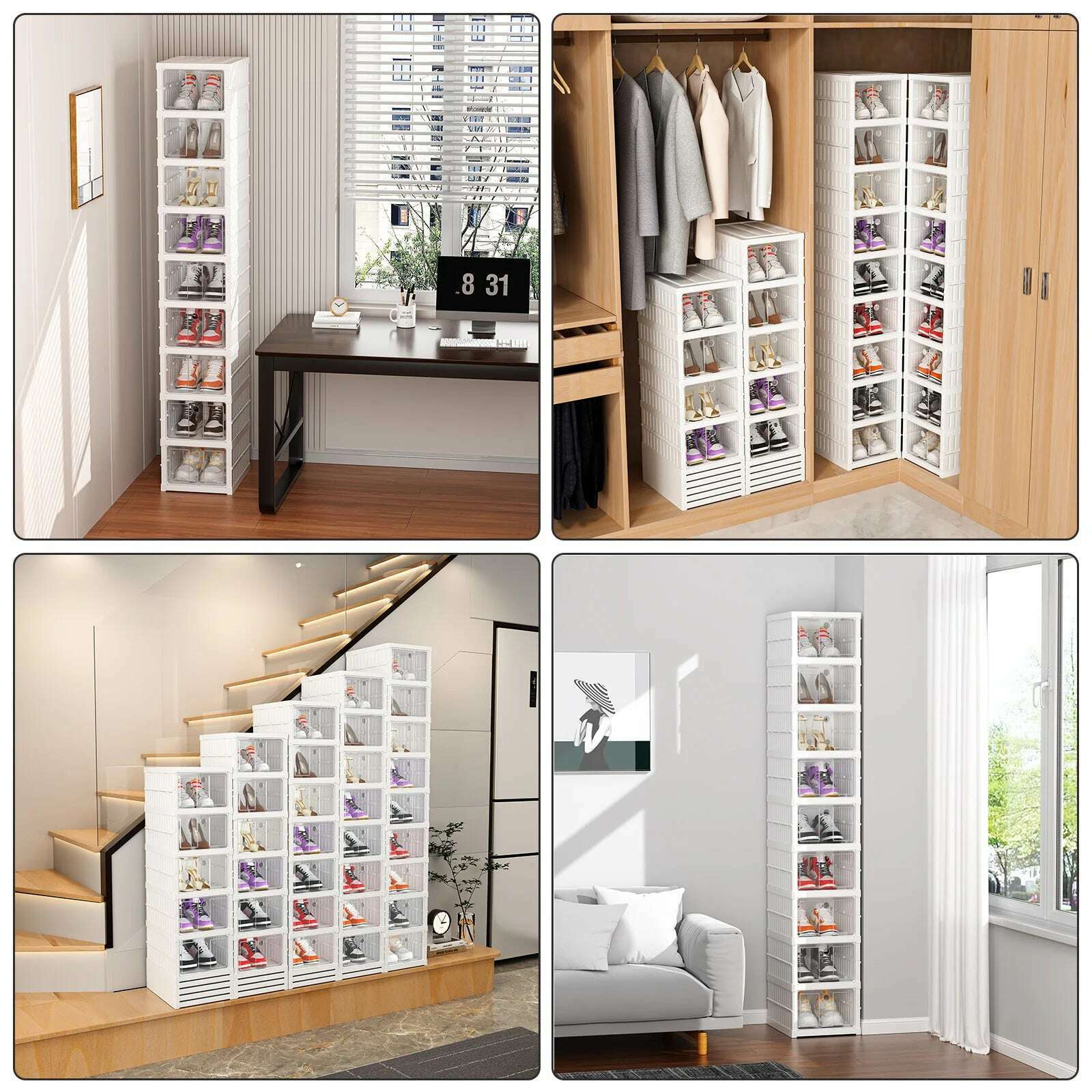 6/9 Layers Shoes Box Foldable Transparent Sneaker Shoe Storage Organizers Box Stackable Dustproof High-top Cabinet Shoe Rack She - KIMLUD