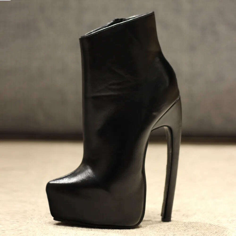 KIMLUD, 7 Inch Unisex Ankle Boots Platform Nightclub Stiletto Heels Party Lace Up Booties Shoes Size36-46, KIMLUD Womens Clothes