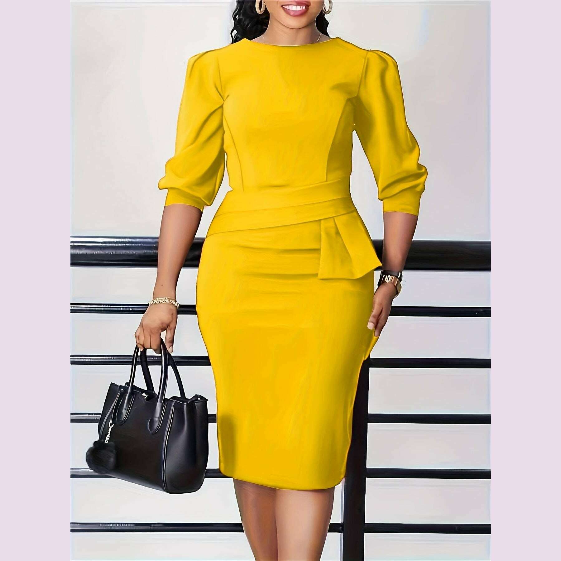 sinhoon-womens-bodycon-dress---solid-color-round-neck-seven-tenths-sleeve-body-hugging-midi-dress-slim-fit-office-party-dresskimlud-womens-fashion-34625673