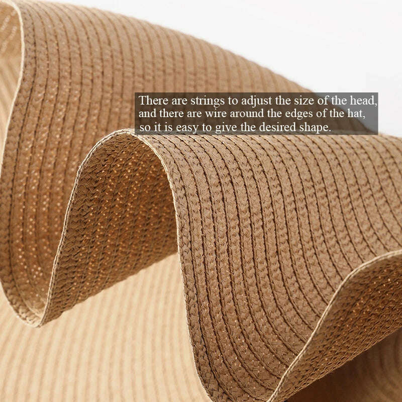 KIMLUD, 70cm Oversized Wide Brim Sun Hat Travel Large UV Protection Beach Straw Hats Women's Summer Floppy Foldable Chapeaux Wholesale, KIMLUD Womens Clothes