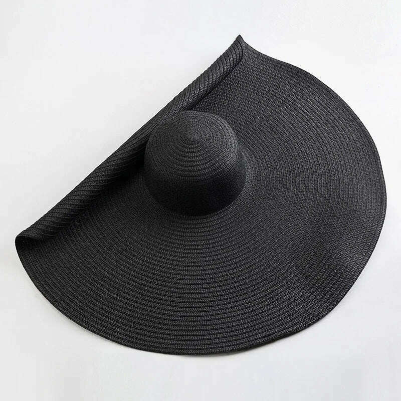 KIMLUD, 70cm Oversized Wide Brim Sun Hat Travel Large UV Protection Beach Straw Hats Women's Summer Floppy Foldable Chapeaux Wholesale, KIMLUD Womens Clothes