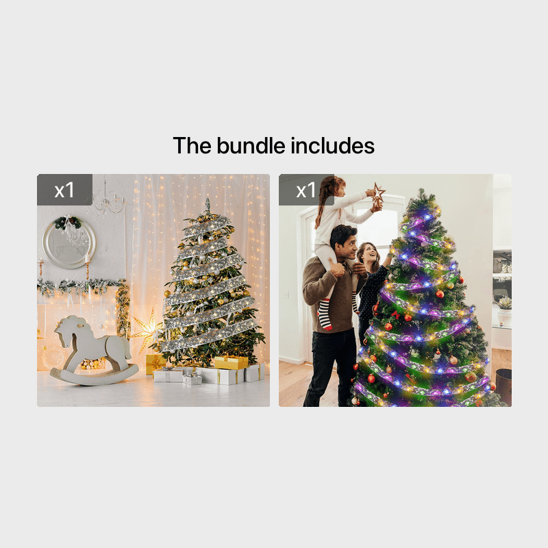 KIMLUD, 1pcled Ribbon Light Ribbon Ribbon Light String Christmas Tree Decoration Lights 2 Meters 20 Lights, KIMLUD Womens Clothes