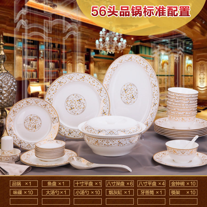 Porcelain Dinner Set Bone China Tableware Ceramic Dish Ensemble Dinnerware Collection Elegant Diner Service Kit