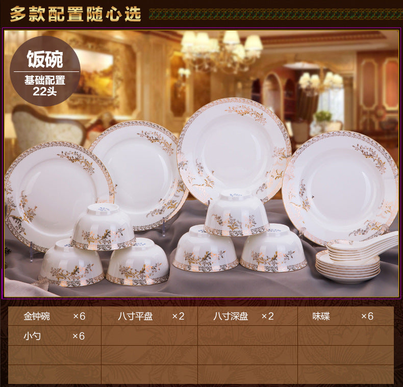 Porcelain Dinner Set Bone China Tableware Ceramic Dish Ensemble Dinnerware Collection Elegant Diner Service Kit