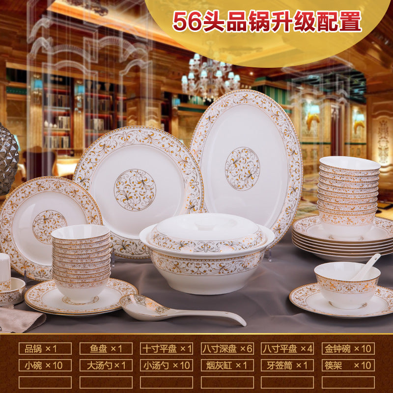 Porcelain Dinner Set Bone China Tableware Ceramic Dish Ensemble Dinnerware Collection Elegant Diner Service Kit