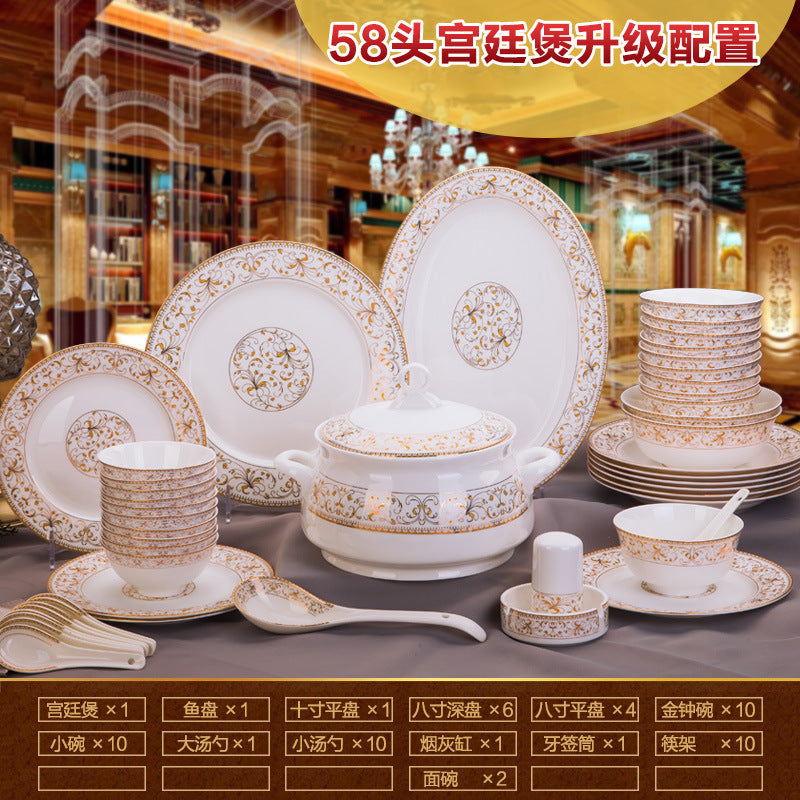 Porcelain Dinner Set Bone China Tableware Ceramic Dish Ensemble Dinnerware Collection Elegant Diner Service Kit