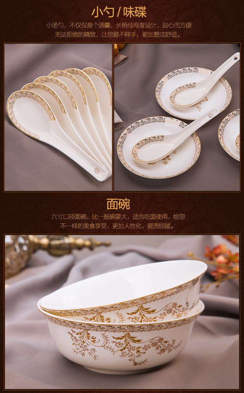 Porcelain Dinner Set Bone China Tableware Ceramic Dish Ensemble Dinnerware Collection Elegant Diner Service Kit