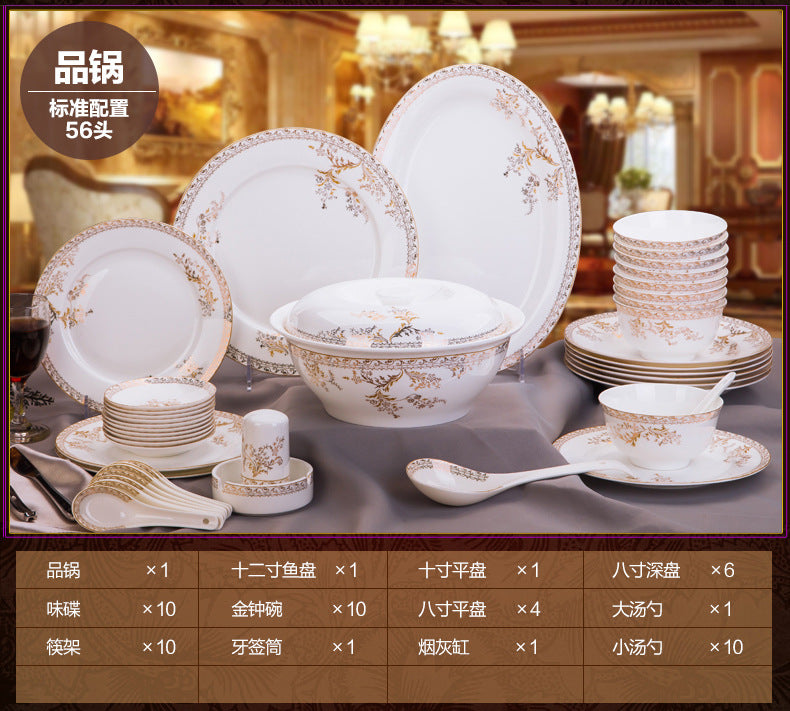 Porcelain Dinner Set Bone China Tableware Ceramic Dish Ensemble Dinnerware Collection Elegant Diner Service Kit