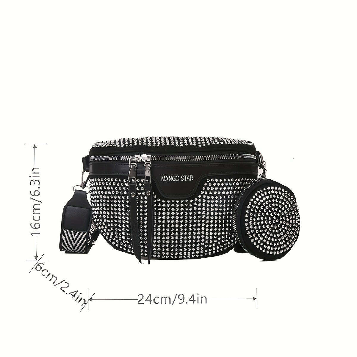 KIMLUD, Rhinestone Waist Bag With Coin Purse, Fashion Crossbody Bag, Women's Glitter Chest Bag for Carnaval Music Festival, KIMLUD Womens Clothes