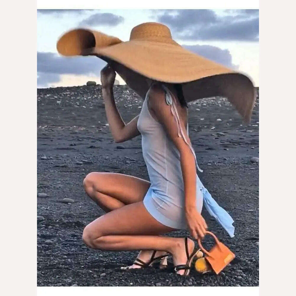 80cm Super large Brim Straw Sun Hats Women Summer Tourism Hat For Women For Travel Ladies Beach shading Sunscreen Overside Gorra - KIMLUD