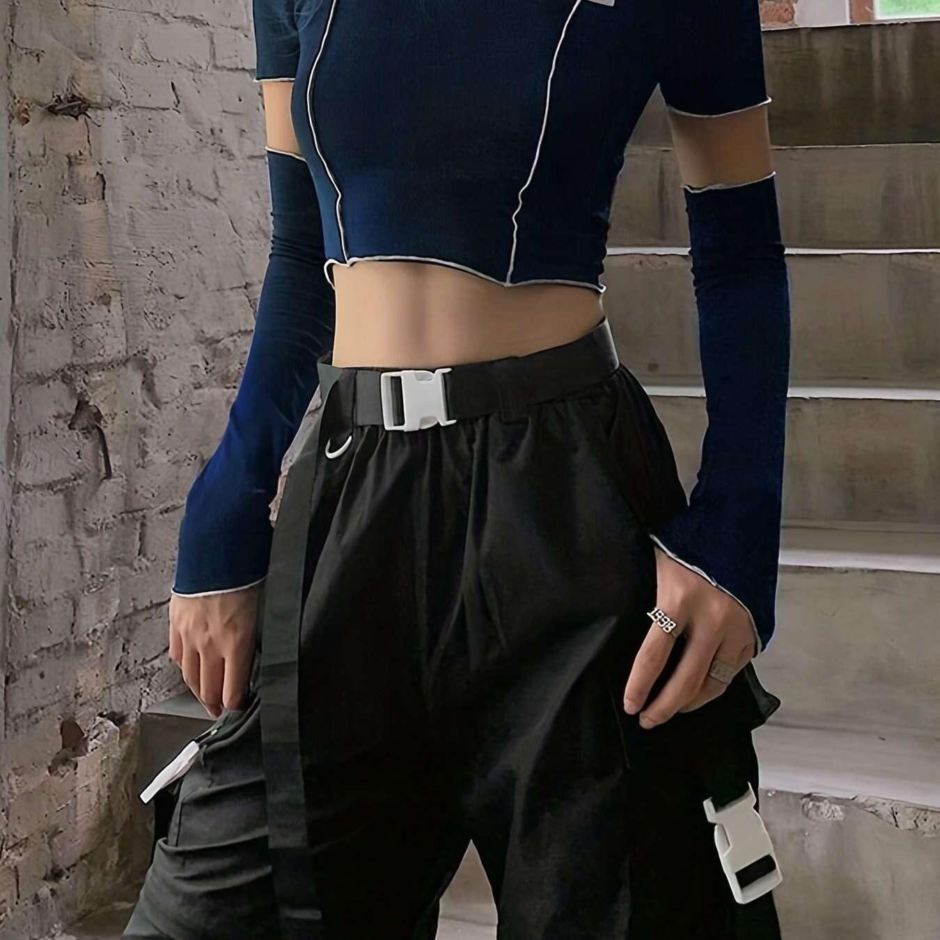 KIMLUD, Off Shoulder Hollow Crew Neck T-shirt, Casual Loose Long Sleeve Fashion Summer Slim Bottoming T-Shirts Tops, Women's Clothing, KIMLUD Womens Clothes