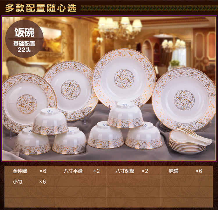 Porcelain Dinner Set Bone China Tableware Ceramic Dish Ensemble Dinnerware Collection Elegant Diner Service Kit