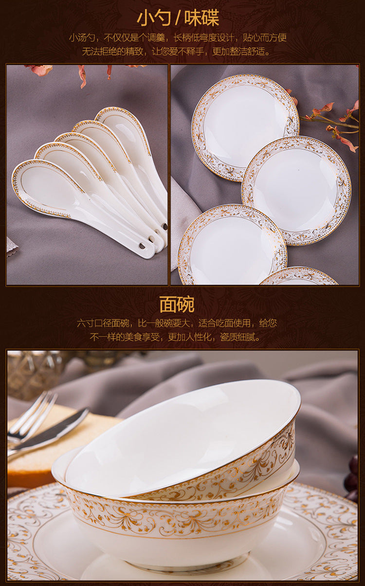 Porcelain Dinner Set Bone China Tableware Ceramic Dish Ensemble Dinnerware Collection Elegant Diner Service Kit