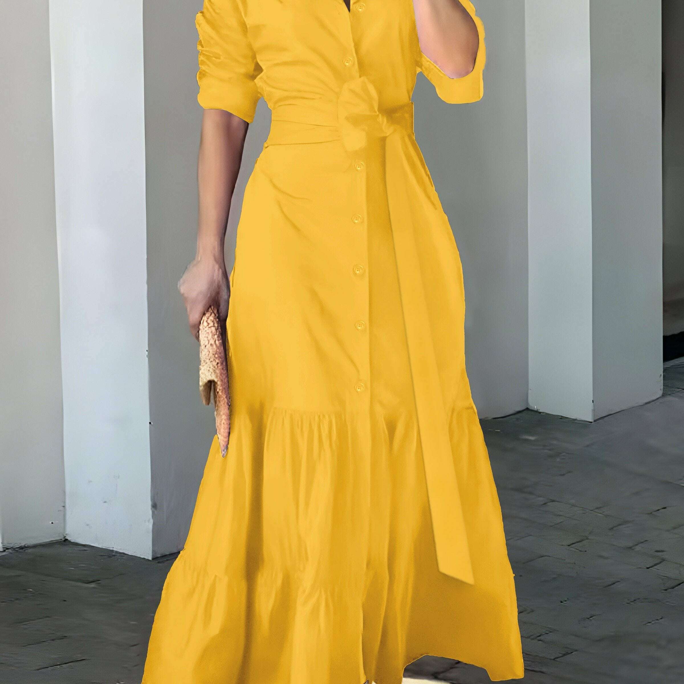 stunning-ruffled-maxi-dress---solid-button-front-belted-waist-elegant-ruched-sleeve-flowy-design-womens-clothing-for-special-occasionskimlud-womens-fashion-34625587