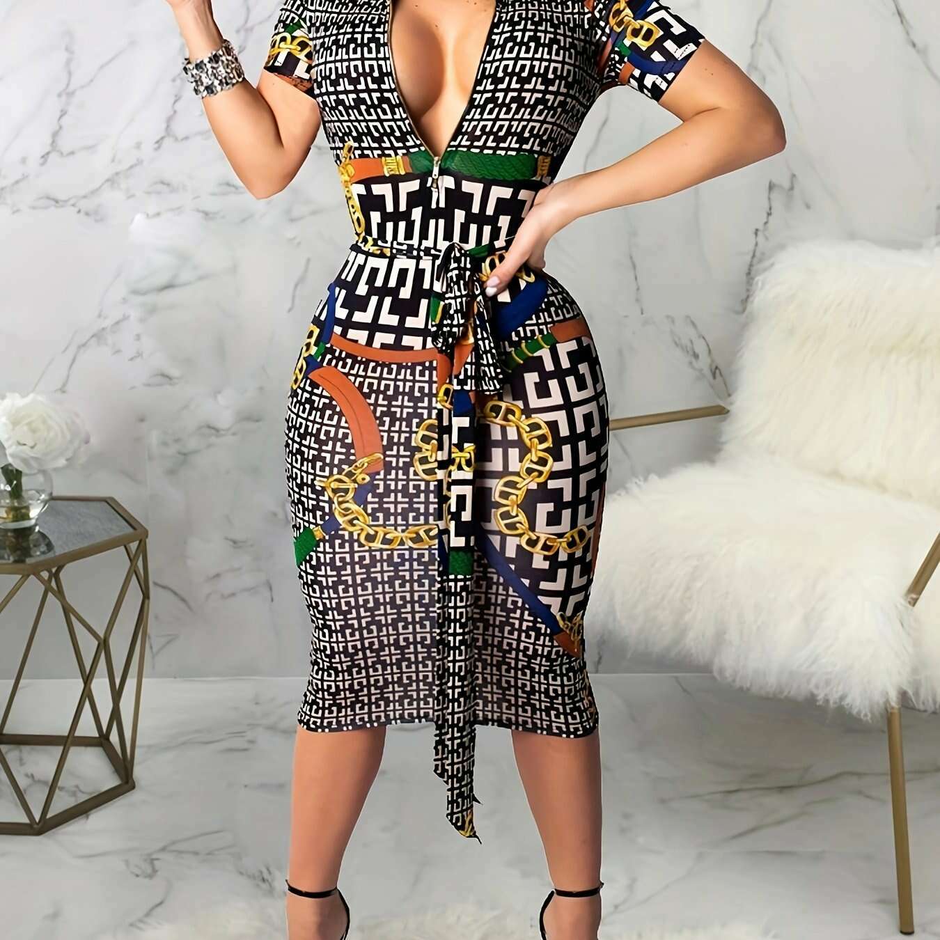 vibrant-geo-print-zipper-belted-bodycon-dress---short-sleeve-casual-spring-summer-essential-womens-fashion-clothing-for-everyday-wearkimlud-womens-fashion-34625815