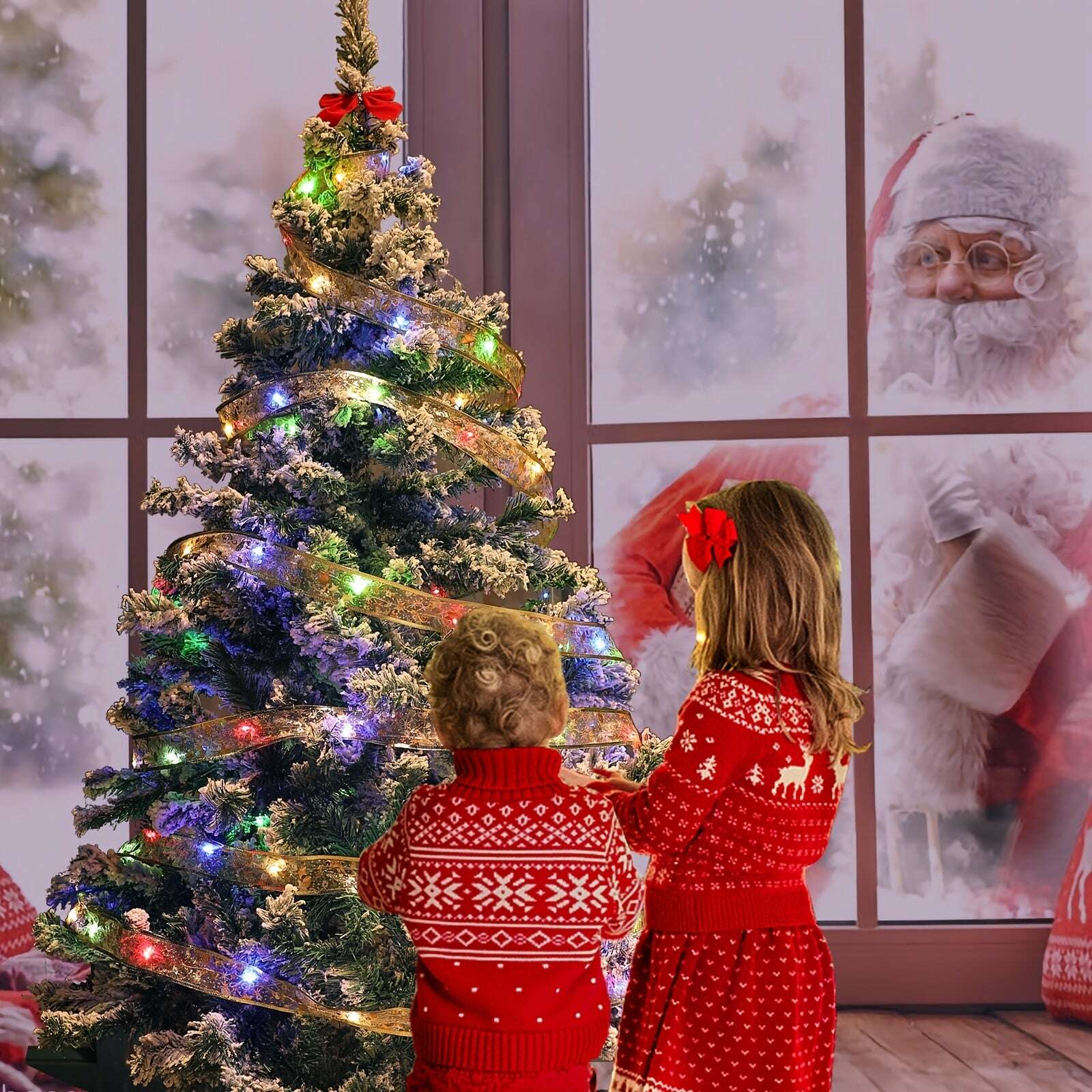 KIMLUD, 1pcled Ribbon Light Ribbon Ribbon Light String Christmas Tree Decoration Lights 2 Meters 20 Lights, KIMLUD Womens Clothes