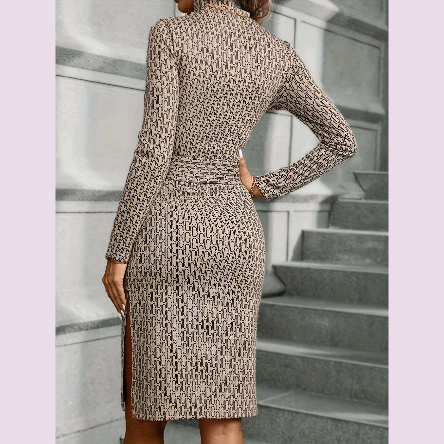 womens-elegant-geometric-print-bodycon-dress-with-high-neck-side-slit---chic-long-sleeve-mini-dress-for-casual-date-party-or-business-occasions-party-attire-highneck-dress-polyester-blendkimlud-womens-fashion-34625521