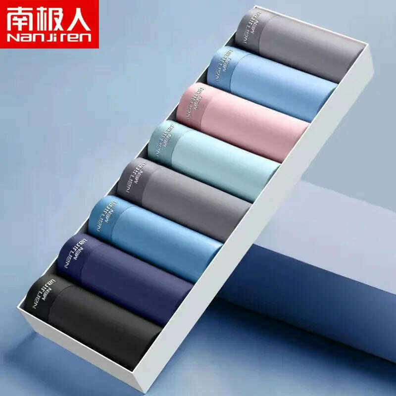 KIMLUD, 8Pcs/Lot Men Boxers Men's Underwear 3A Antibacterial Underpants Ice Silk Men Boxer Shorts Breathable Elastic Male Panties L-4XL, 58 / L40-50KG, KIMLUD Womens Clothes