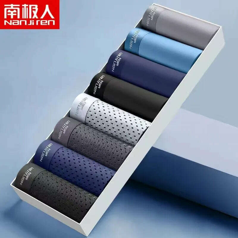 KIMLUD, 8Pcs/Lot Men Boxers Men's Underwear 3A Antibacterial Underpants Ice Silk Men Boxer Shorts Breathable Elastic Male Panties L-4XL, 57 / L40-50KG, KIMLUD Womens Clothes