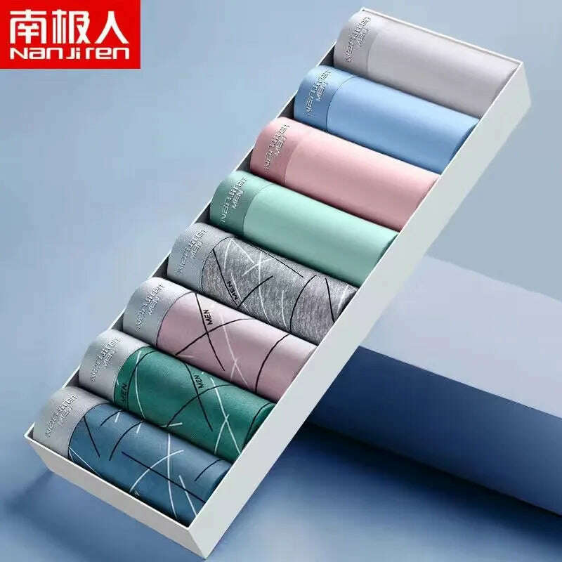 KIMLUD, 8Pcs/Lot Men Boxers Men's Underwear 3A Antibacterial Underpants Ice Silk Men Boxer Shorts Breathable Elastic Male Panties L-4XL, 53 / L40-50KG, KIMLUD Womens Clothes